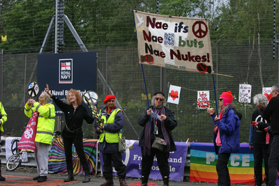 Anti-nuke campaigners deliver letter to Trident base commander