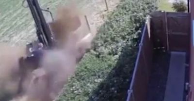 Incredible moment worker gets blown off his feet by huge underground gas explosion