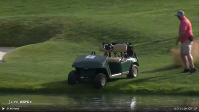 A runaway golf cart at the Travelers Championship disrupted play and landed in the water