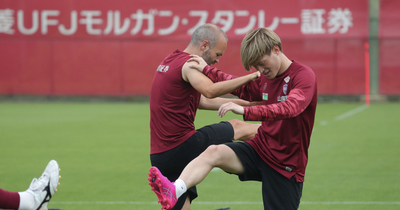 Kyogo in shock Vissel Kobe return as Celtic hero makes beeline for old pal Andres Iniesta