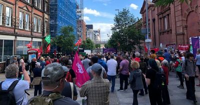 Train strike supporters gather in Nottingham as third day of action takes place