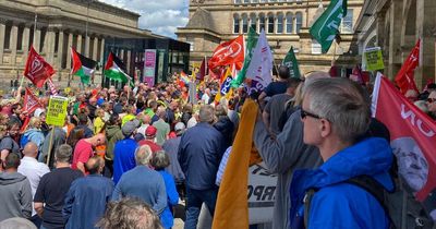 Large rally takes place outside Lime Street station on final day of bitter rail strike