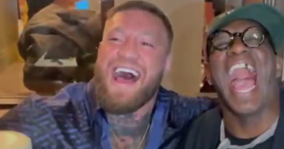 Conor McGregor parties with Arsenal legend Ian Wright at Dublin pub