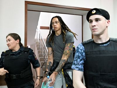 WNBA star Brittney Griner is seen at court, but Russia extends her detention again