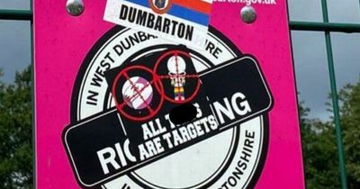 Bigots plaster Dumbarton football pitch in vile anti-Catholic stickers before charity tournament