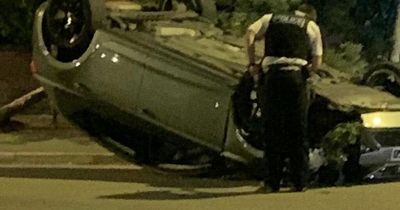 Car flips onto roof on road where speed limits 'can't be enforced'