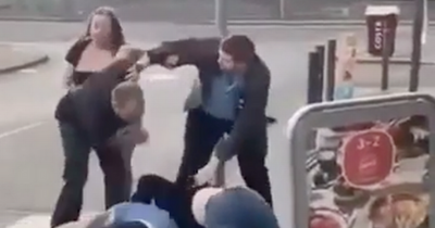 Scottish group caught on camera in street brawl in front of co-op supermarket
