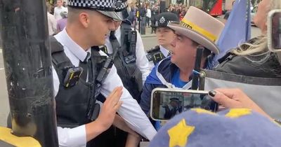 Police seize 'Stop Brexit' protester's speakers hours after new Tory law takes force