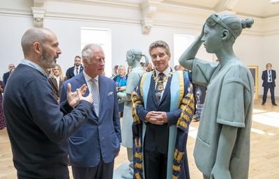 Charles views life-size sculptures honouring NHS staff for work during pandemic