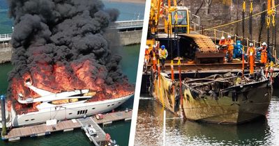 £6m superyacht destroyed in 'fireball' blaze is raised from the water