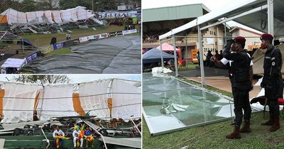 Stand collapses during Sri Lanka vs Australia Test due to heavy rain in terrifying scenes