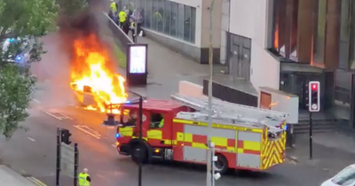 Footage of horror Glasgow fireball crash shows motor bursting into flames after smashing into bus