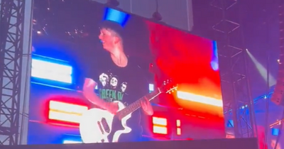 Young Glasgow Green Day fan rocks out with band on stage at Bellahouston Park gig