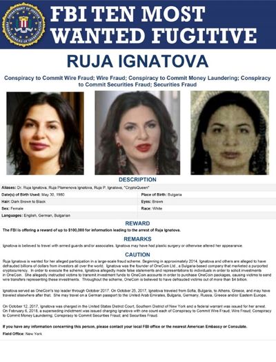 FBI adds Bulgarian 'Crypto Queen' to most-wanted list