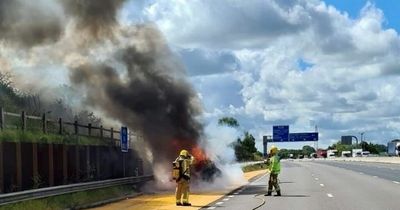 Campervan bursts into flames on busy M6 motorway