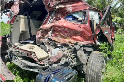 Driver sustains minor injuries after train-SUV crash