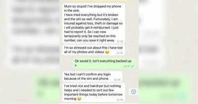 Mum realises 'daughter' is WhatsApp scammer after she 'drops phone in sink'