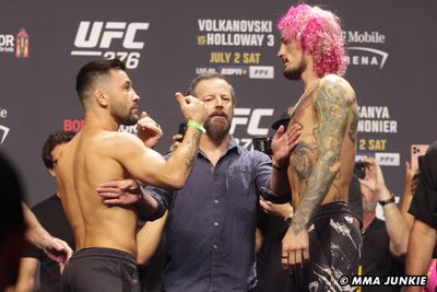 UFC 276 ceremonial weigh-in faceoffs highlights and photo gallery