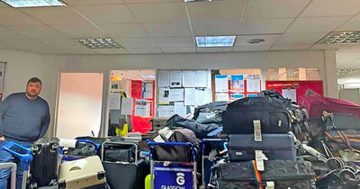 Staff corridors at Scotland's biggest airport crammed full of luggage