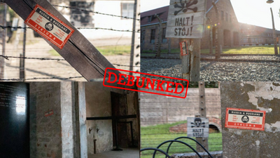 Did Ukrainians really place anti-Russian stickers around Auschwitz? Nope.