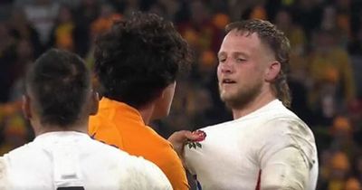 Australia giant sent off for headbutting England star who pulled his hair