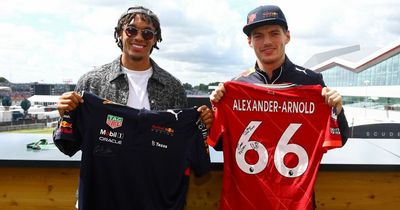 Liverpool's Trent Alexander-Arnold and Virgil van Dijk meet Max Verstappen at British GP