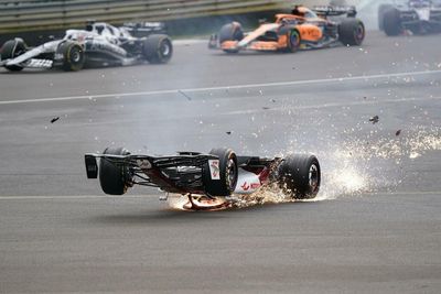 Zhou Guanyu escapes major injury after ‘horrific’ first-lap crash at Silverstone