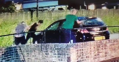 Dramatic footage captures Scottish gang smashing up parked car with weapons