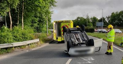 Car flips onto its roof in Dublin crash