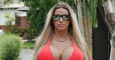 Katie Price struggles to contain boobs in tiny bikini on Thai holiday after avoiding jail