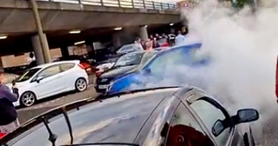 West Lothian car disappears in cloud of smoke as driver pulls stunts at meet up