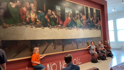 Five Just Stop Oil protesters arrested after gluing hands to da Vinci painting