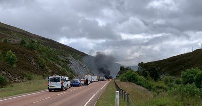 Flames and smoke billow from serious A9 crash scene as air ambulance requested