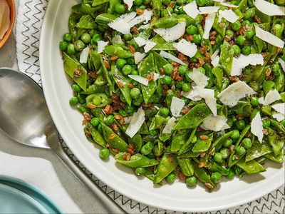 This triple pea salad with fried farro is a crunchy lover’s dream