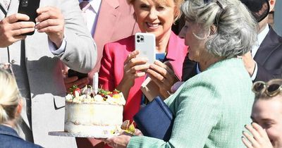 Corrie stars pause filming Fiz wedding to wish delighted Maureen Lipman happy birthday
