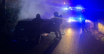 Firefighters to the rescue after car goes on fire in Dublin