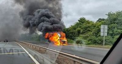 Drivers on Edinburgh city bypass caught in huge queues as van bursts into flames