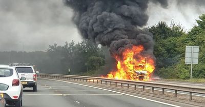 Van 'fireball' at Edinburgh bypass as motor goes up in flames on road