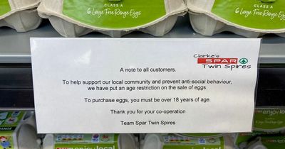 Belfast Spar puts 18+ age restriction on buying eggs due to anti-social behaviour