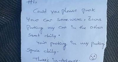 Scots resident puzzled by neighbour's cheeky handwritten parking note