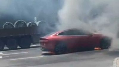 Xpeng P7 Catches Fire After Running Over Object On The Highway