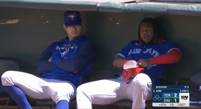 Vladimir Guerrero Jr. hustling to first base, then hilariously chilling out in the Blue Jays’ bullpen was so relatable