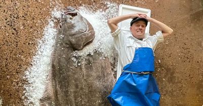 Giant six-foot halibut arrives at Edinburgh fishmonger weighing 121kg