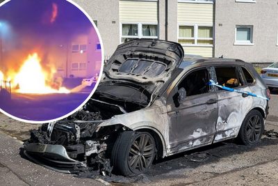 Car on fire explodes just yards from Glasgow homes