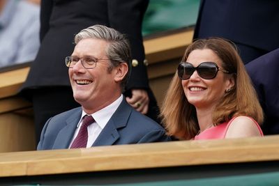 Smiling Sir Keir Starmer among guests in Royal Box at Wimbledon today