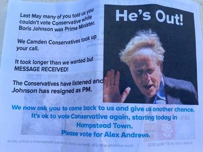 Tory candidates trumpet Boris Johnson’s resignation on by-election leaflets to boost fortunes