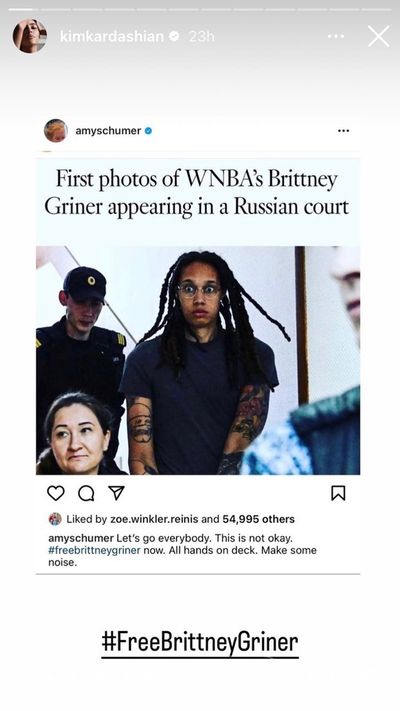 Amy Schumer, Kim Kardashian share #FreeBrittneyGriner tag on Instagram