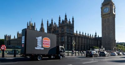 Burger King poke fun at Boris Johnson as they stick a truck outside Houses of Parliament