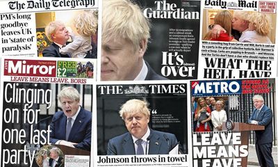 ‘PM’s long goodbye’: what the papers said about Boris Johnson’s sort-of resignation
