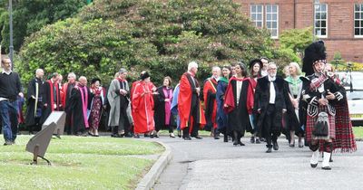 Students at Glasgow University's Dumfries campus celebrate graduation at Crichton Memorial Church